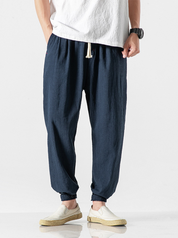 Men's Linen Pants - Drawstring Pants - K - 7 COLORS -