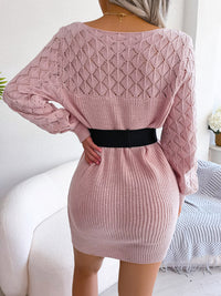 Thumbnail for Women Casual Knit Hollow-Out Sweater Dress - K - 3 COLORS -