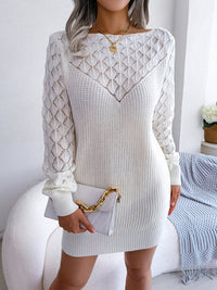 Thumbnail for Women Casual Knit Hollow-Out Sweater Dress - K - 3 COLORS -