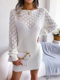 Thumbnail for Women Casual Knit Hollow-Out Sweater Dress - K - 3 COLORS -