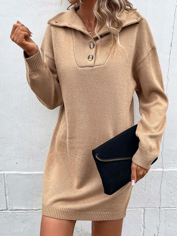 Chic Casual Knit Sweater Dress - K - 1 COLOR -