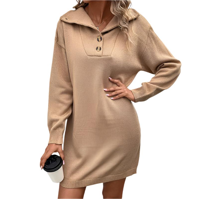 Chic Casual Knit Sweater Dress - K - 1 COLOR -