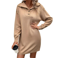 Thumbnail for Chic Casual Knit Sweater Dress - K - 1 COLOR -