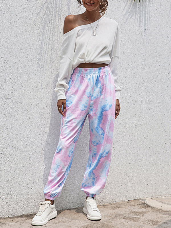 Women's Casual Tie-Dye Elastic Waist Sweatpants - K - 6 COLORS -