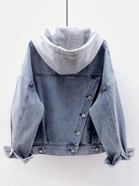 Thumbnail for Women's hooded large pocket denim jacket - K - 1 COLOR -