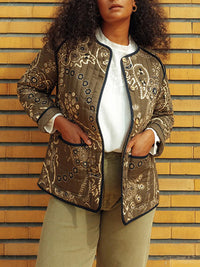 Thumbnail for Retro Self Design Polyester Jacket with Welt Pocket - K - 4 COLORS -