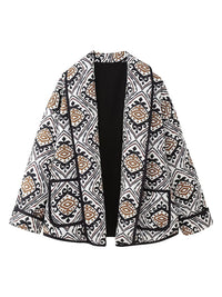 Thumbnail for New loose, slim, fashionable and versatile French V-neck long-sleeved printed jacket - K - 4 COLORS -