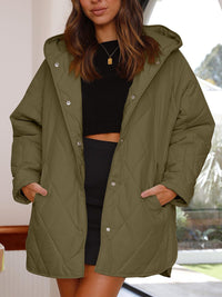 Thumbnail for Women's oversize Loose Hooded Quilted Jacket / Coat - K - 7 COLORS -