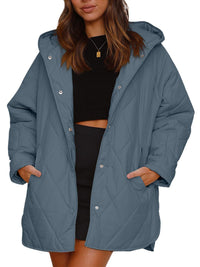 Thumbnail for Women's oversize Loose Hooded Quilted Jacket / Coat - K - 7 COLORS -