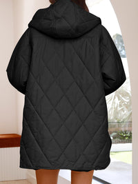 Thumbnail for Women's oversize Loose Hooded Quilted Jacket / Coat - K - 7 COLORS -