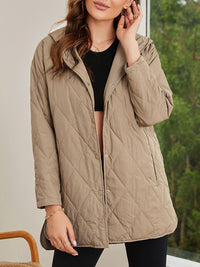 Thumbnail for Women's oversize Loose Hooded Quilted Jacket / Coat - K - 7 COLORS -