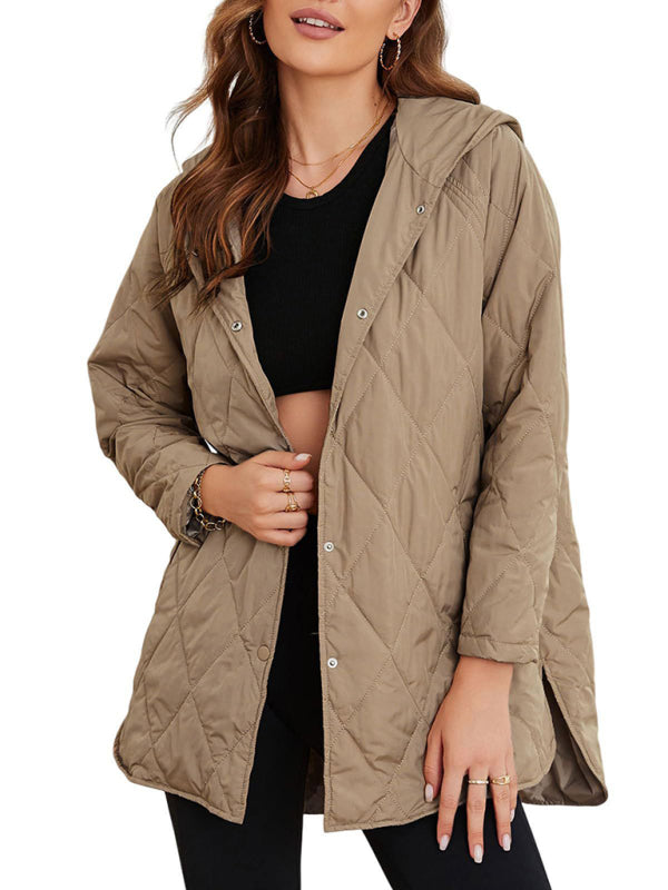 Women's oversize Loose Hooded Quilted Jacket / Coat - K - 7 COLORS -