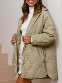 Thumbnail for Women's oversize Loose Hooded Quilted Jacket / Coat - K - 7 COLORS -