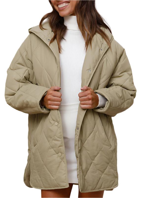 Women's oversize Loose Hooded Quilted Jacket / Coat - K - 7 COLORS -