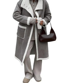 Thumbnail for Women's patch pocket gray and white color block Coat - K - 1 COLOR -