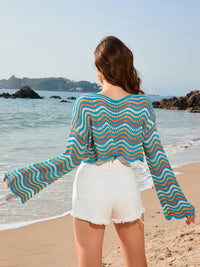 Thumbnail for New patchwork round neck striped bikini beach cover-up - K - 5 COLORS -