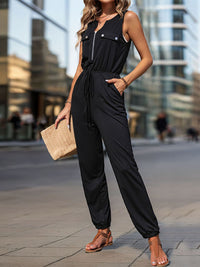 Thumbnail for Women's Casual Waistless Sleeveless Long Jumpsuit - K - 1 COLOR -