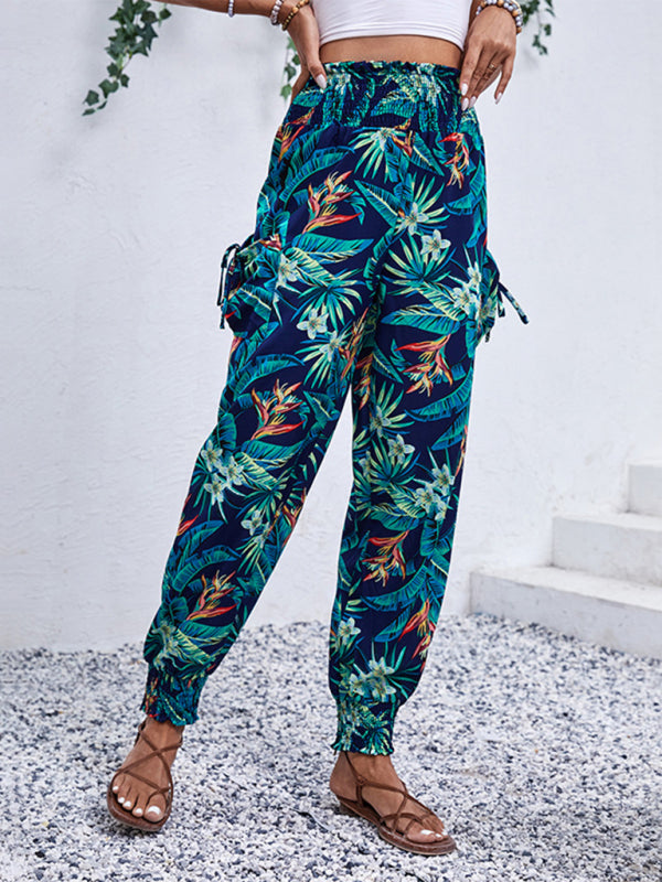 New style casual pants pocket tropical print trousers - K - 2 COLORS -