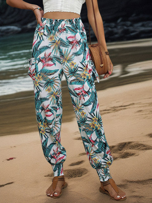 New style casual pants pocket tropical print trousers - K - 2 COLORS -