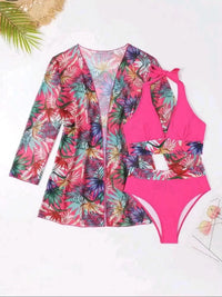 Thumbnail for New sexy bikini push-up split printed mesh three-piece set - 3 PCS. - K - 5 COLORS -