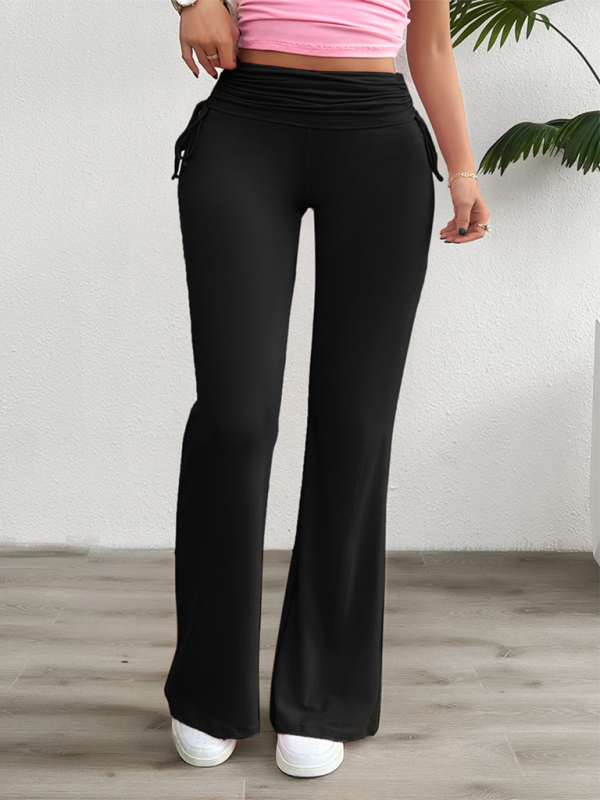 Spring and summer casual solid color slim-fit pleated Pants - K - 4 COLORS -