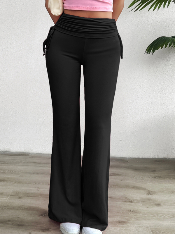 Spring and summer casual solid color slim-fit pleated Pants - K - 4 COLORS -