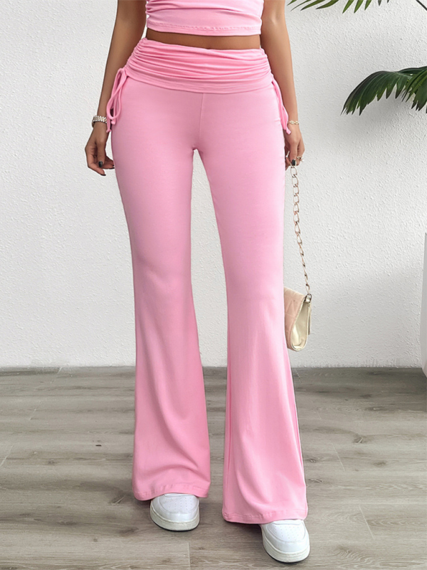 Spring and summer casual solid color slim-fit pleated Pants - K - 4 COLORS -