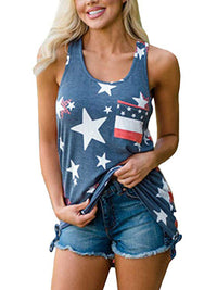 Thumbnail for Women's Independence Day Flag Print Loose Casual Tank Top - SIZES S THRU 2XL - T - 4 COLORS -