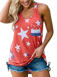 Thumbnail for Women's Independence Day Flag Print Loose Casual Tank Top - SIZES S THRU 2XL - T - 4 COLORS -