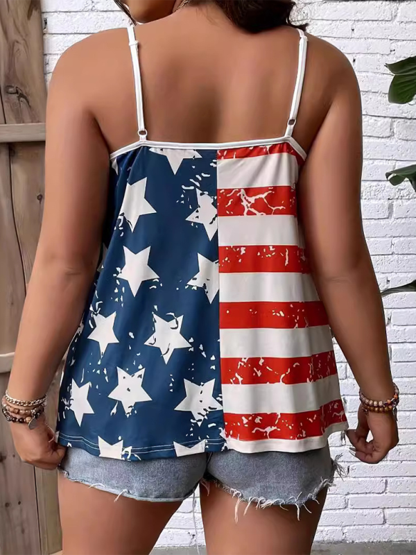 American Independence Day Flag Digital Print Off-The-Shoulder Tank Top - SIZES S THRU 2XL - T - 1 COLOR -