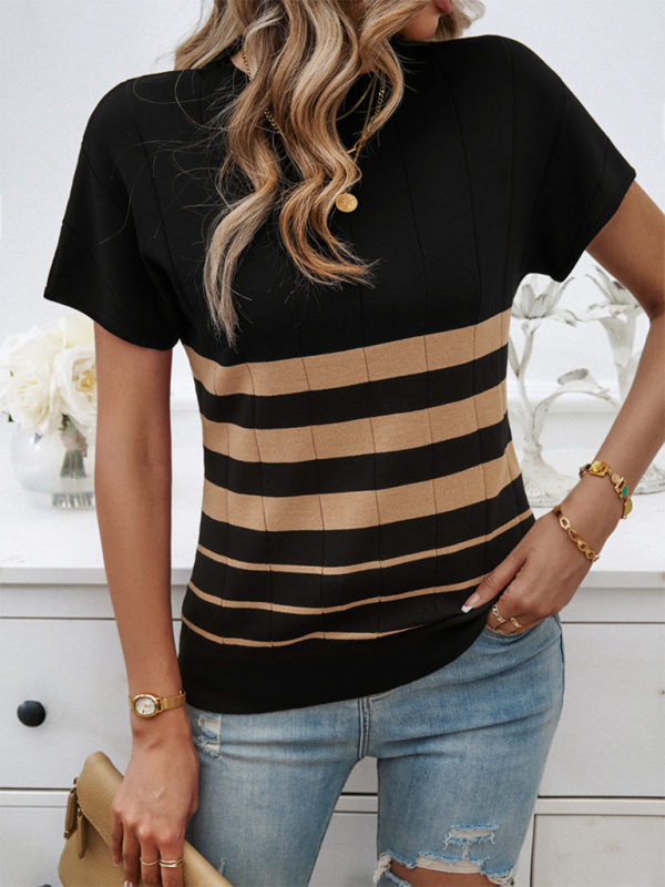 Women's Spring and Summer Temperament Slim Striped Sweater - K - 4 COLORS -