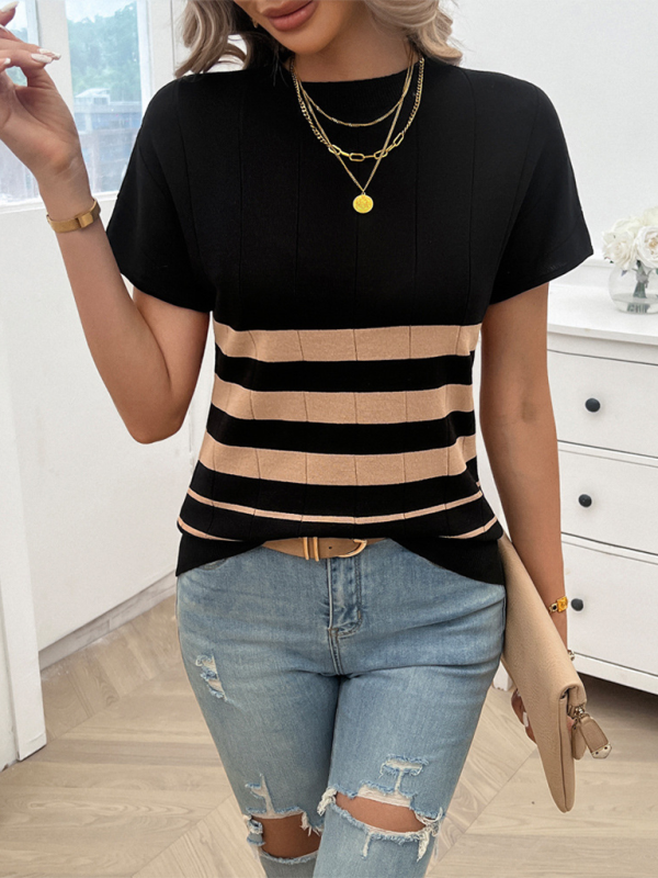 Women's Spring and Summer Temperament Slim Striped Sweater - K - 4 COLORS -