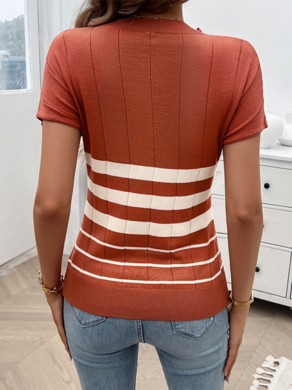 Women's Spring and Summer Temperament Slim Striped Sweater - K - 4 COLORS -