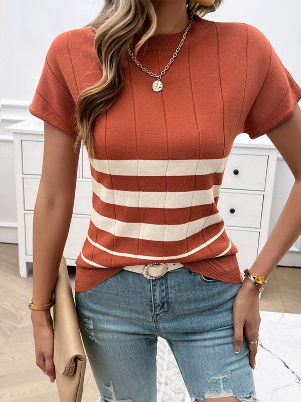 Women's Spring and Summer Temperament Slim Striped Sweater - K - 4 COLORS -