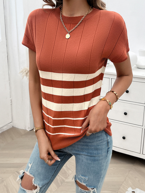 Women's Spring and Summer Temperament Slim Striped Sweater - K - 4 COLORS -