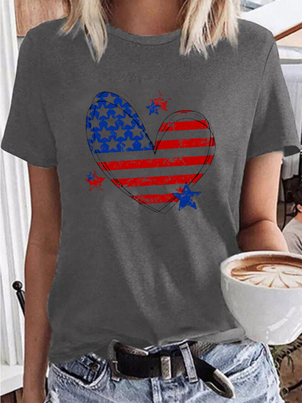 New Independence Day Love Print Women's T-shirt - K - 1 COLOR -