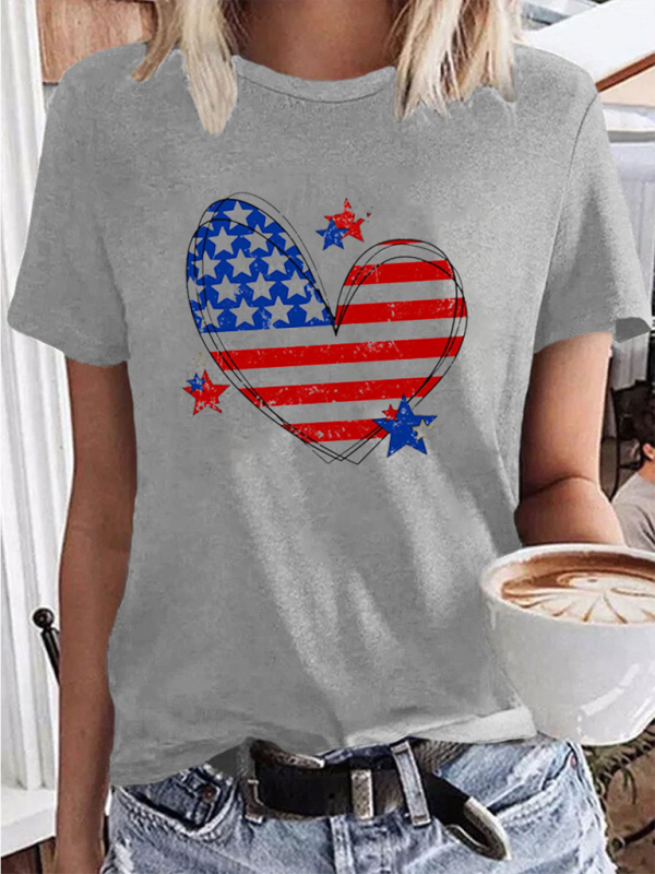 New Independence Day Love Print Women's T-shirt - K - 1 COLOR -