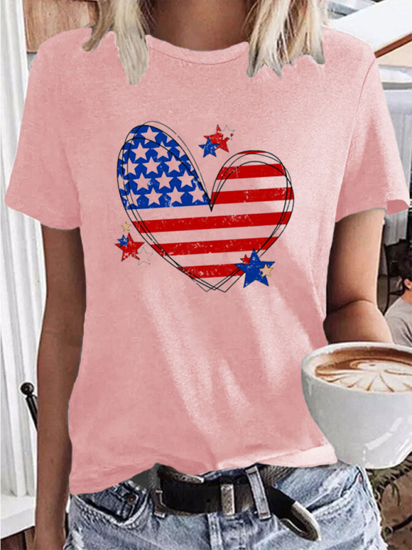 New Independence Day Love Print Women's T-shirt - K - 1 COLOR -