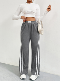 Thumbnail for Sports Pants high waist loose straight casual sweatpants - striped stitching - wide leg pants - K - 1 COLOR -