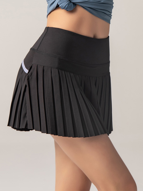 Anti-exposure outdoor quick-drying pocket culottes sports shorts tennis pleated skirt - K - 1 COLOR -