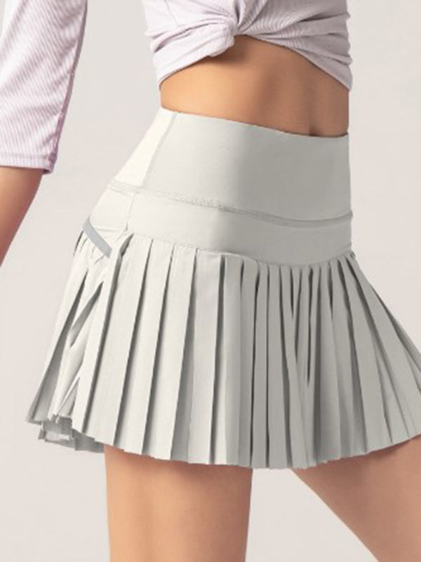 Anti-exposure outdoor quick-drying pocket culottes sports shorts tennis pleated skirt - K - 1 COLOR -