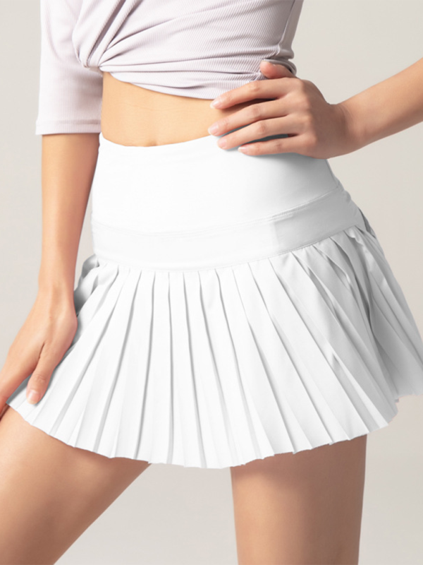 Anti-exposure outdoor quick-drying pocket culottes sports shorts tennis pleated skirt - K - 1 COLOR -