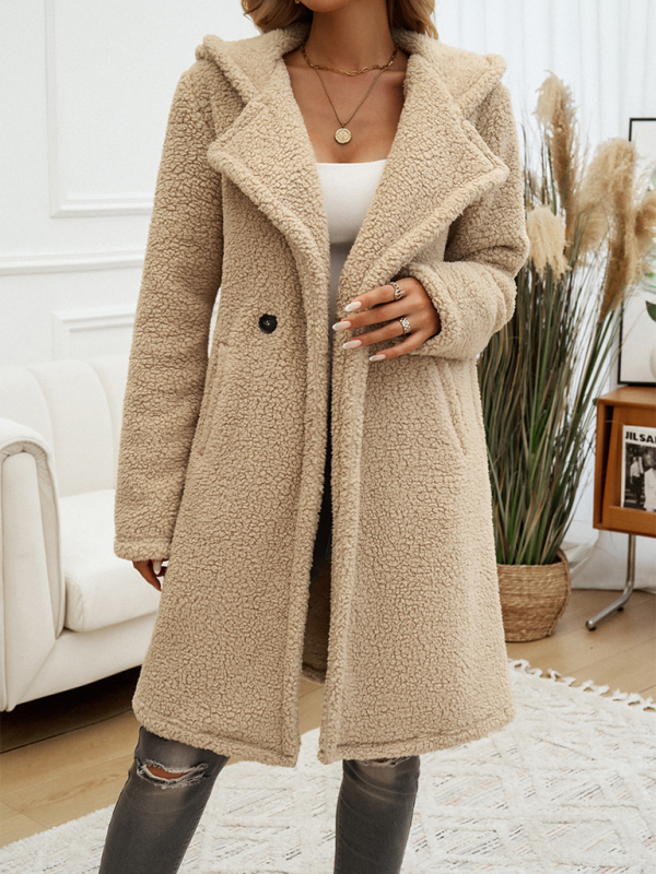 Casual Loose Hooded Plush Coat for Women - K - 4 COLORS -