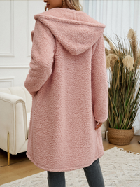 Thumbnail for Casual Loose Hooded Plush Coat for Women - K - 4 COLORS -