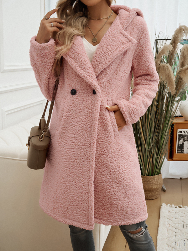 Casual Loose Hooded Plush Coat for Women - K - 4 COLORS -