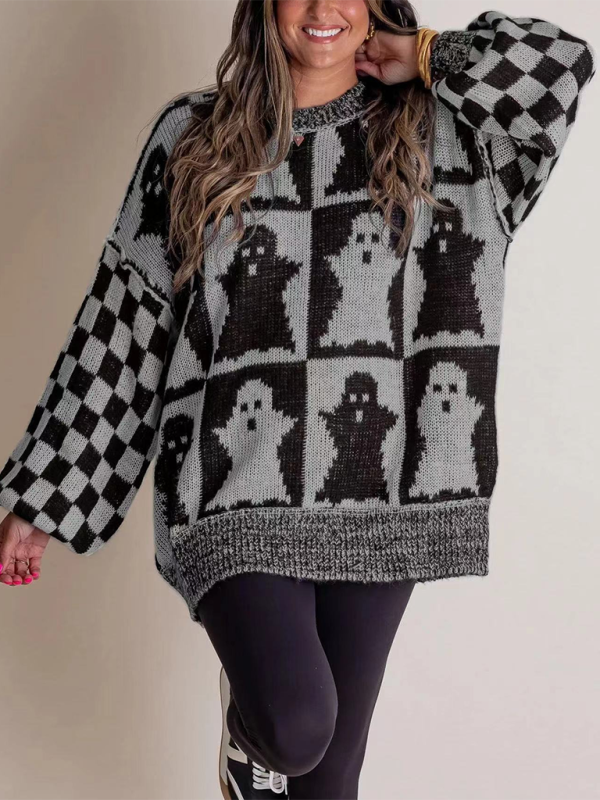 Halloween Loose Crew Neck Sweater - K - 5 COLORS -