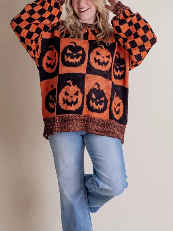 Halloween Loose Crew Neck Sweater - K - 5 COLORS -