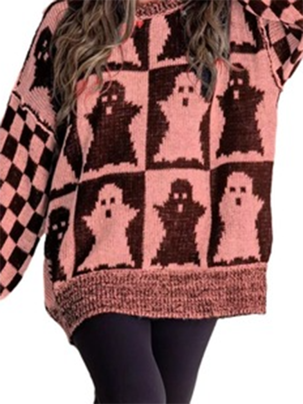 Halloween Loose Crew Neck Sweater - K - 5 COLORS -