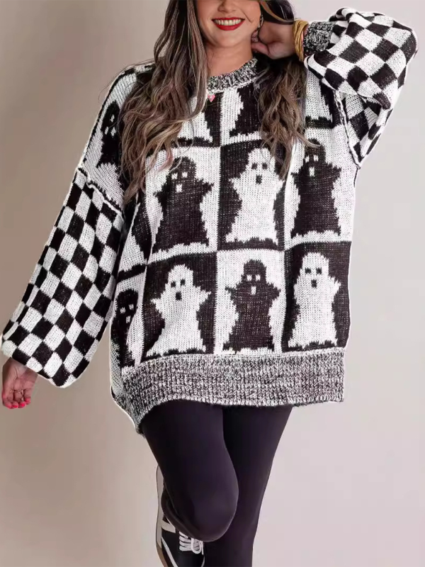 Halloween Loose Crew Neck Sweater - K - 5 COLORS -