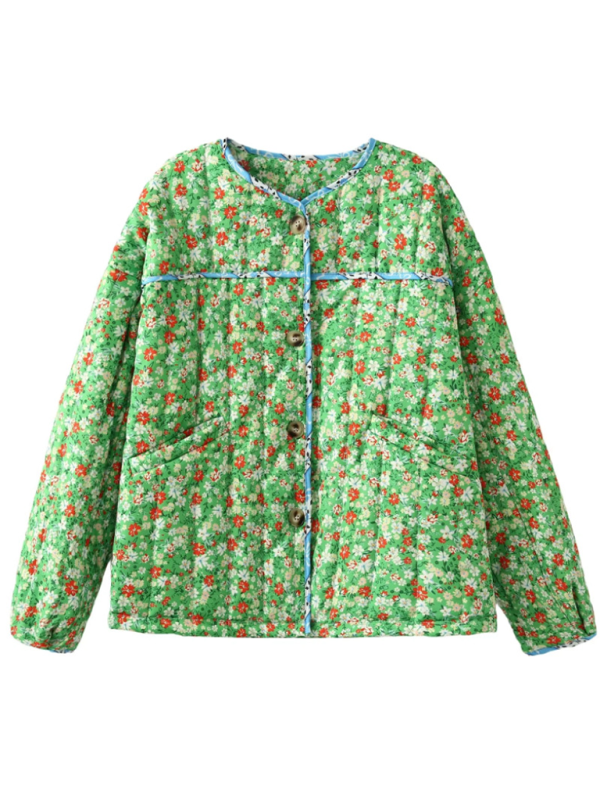 Floral Print Wrap Cotton Jacket - K - 2 COLORS -